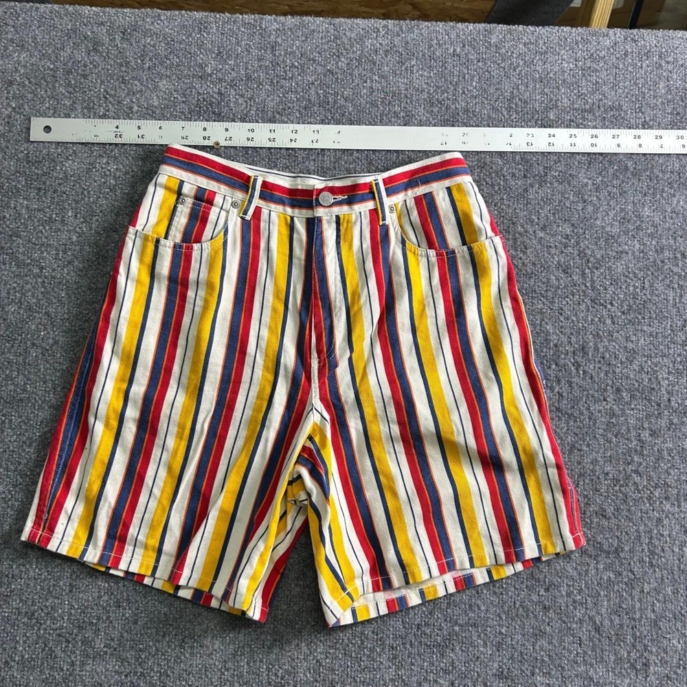 Lizwear Shorts Womens Size 10 Multicolor Striped Cotton High Waisted Vintage Mom
